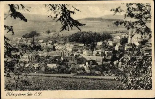 Ak Schirgiswalde in der Lausitz, Ortsansicht, Kirche