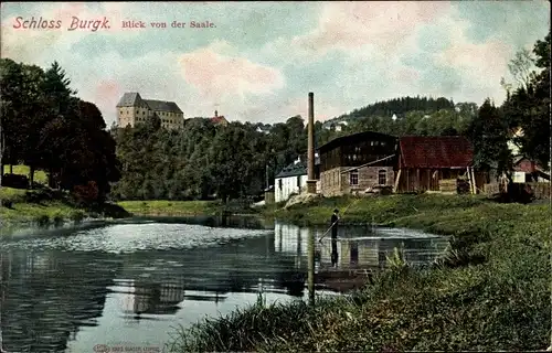 Ak Burgk Schleiz in Thüringen, Schloss Burgk an der Saale, Fabrik