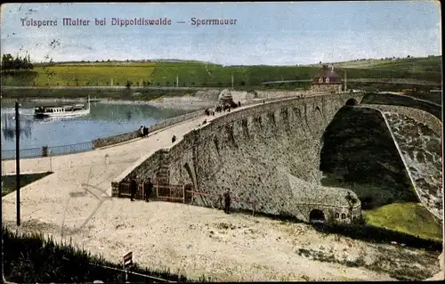 Ak Malter Dippoldiswalde, Talsperre Malter, Sperrmauer, Schiff