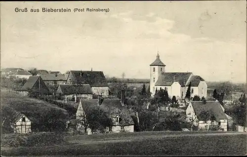 Ak Bieberstein Reinsberg in Sachsen, Teilansicht mit Kirche