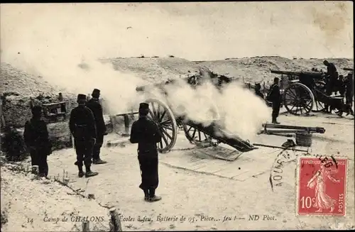 Ak Camp de Châlons Marne, Feuerwehrschulen, Batterie von 95