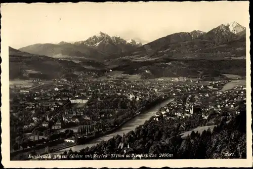 Ak Innsbruck Tirol, Blick gegen Süden mit Series und Nordspitze