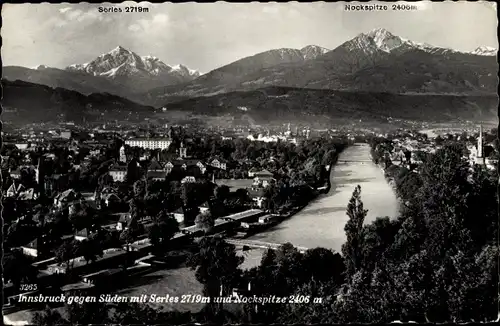 Ak Innsbruck in Tirol, Blick gegen Süden mit Serles und Nordspitze