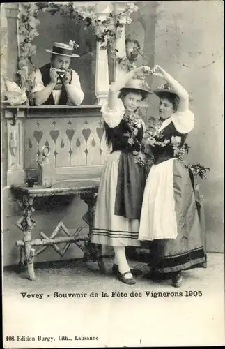 Ak Vevey Kanton Waadt, Erinnerung an das Winzerfest 1905