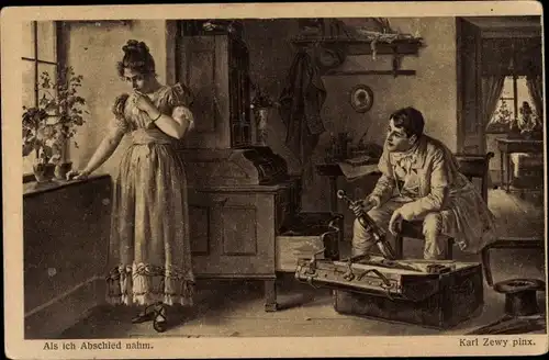Künstler Ak Zewy, Karl, Als ich Abschied nahm, Liebespaar