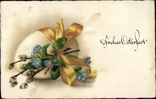 Ak Glückwunsch Ostern, Osterei, Weidenkätzchen