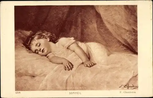 Künstler Ak Charderon, F., Schlafendes Kind