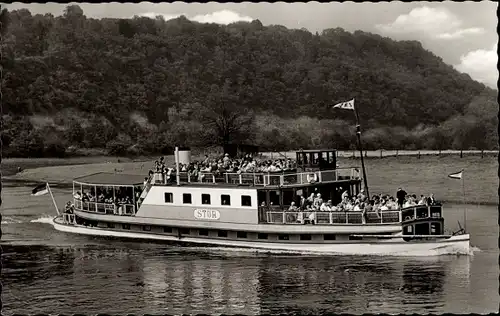 Ak Oberweser-Personenschifffahrt, Salondampfer Stör am Ohrberg bei Hameln