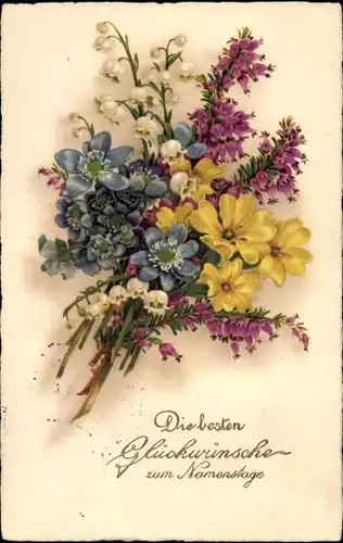 Ak Glückwunsch Namenstag, Blumenstrauß