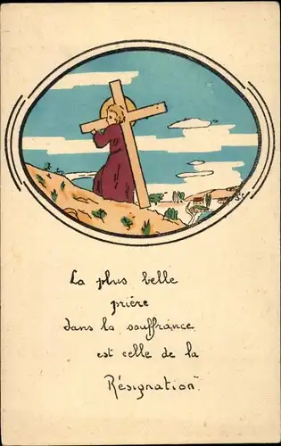 Künstler Ak Jesus trägt das Kreuz