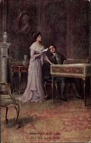 Künstler Ak Immer das alte Lied, Liebespaar