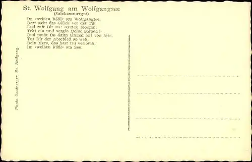 Ak St. Wolfgang am Wolfgangsee Oberösterreich, Im weissen Rössl, Gedicht, Hotel zur Post