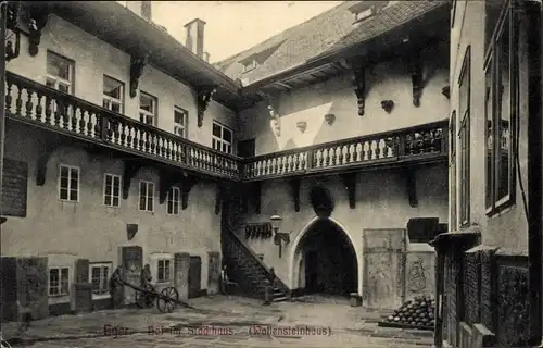 Ak Cheb Eger Region Karlsbad, Stadthaus, Hof, Wallensteinhaus