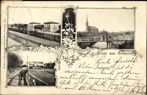 Ak Bad Oldesloe in Holstein, Bahnhof, Kirche, Teilansicht