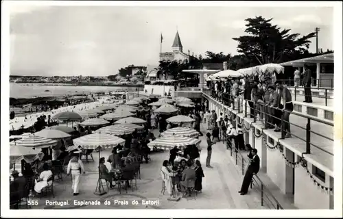 Ak Estoril Portugal, Esplanade da Praia, Promenade, Strand