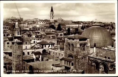 Ak Jerusalem Israel, Gesamtansicht und Kuppel des Holt-Grabes