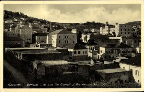 Ak Nazaret Nazareth Israel, Gesamtansicht mit Verkündigungskirche