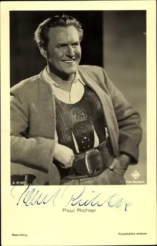 Ak Schauspieler Paul Richter, Portrait, Ross 3119/1, Autogramm