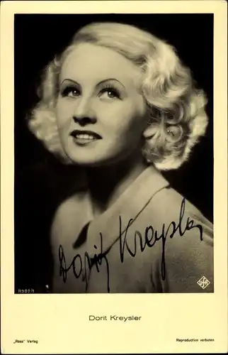 Ak Schauspielerin Dorit Kreysler, Portrait, Ross Verlag 8900 1, Autogramm