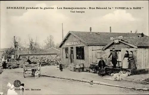 Ak Sermaize Oise, Les Barraquements Rue Bénard la Victoire de la Marne