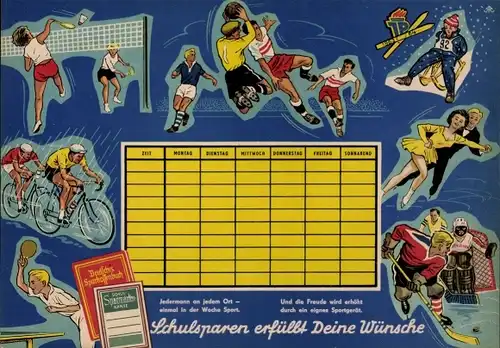 Stundenplan DDR, Deutsches Sparkassenbuch, Schulsparen erfüllt Deine Wünsche um 1970