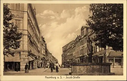 Ak Naumburg an der Saale, Jacobstraße, Brunnen, Geschäfte