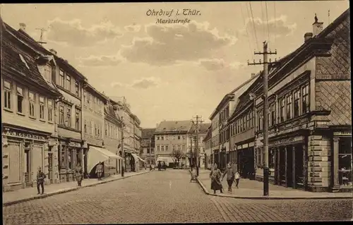 Ak Ohrdruf in Thüringen, Marktstraße, Geschäfte