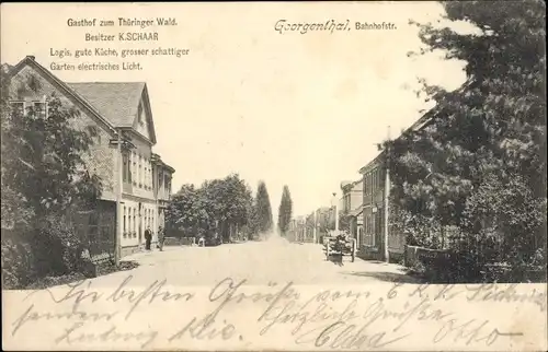 Ak Georgenthal in Thüringen, Bahnhofstraße, Gasthof zum Thüringer Wald