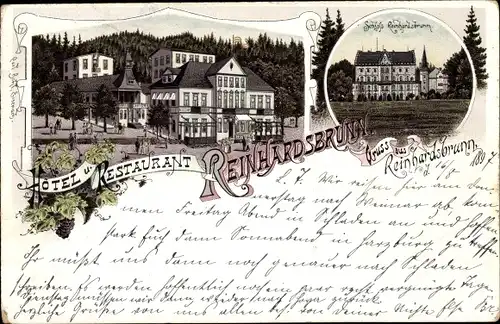 Litho Reinhardsbrunn Friedrichroda im Thüringer Wald, Schloss, Hotel, Restaurant