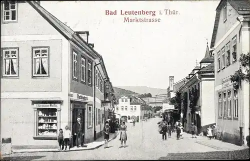 Ak Bad Leutenberg in Thüringen, Marktstraße, Buchbinderei Hermann Melle, Geschäfte