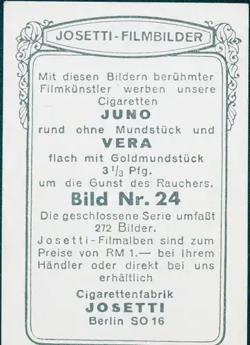 Sammelbild Josetti Filmbilder, Bild Nr. 24, Schauspieler Emil Jannings