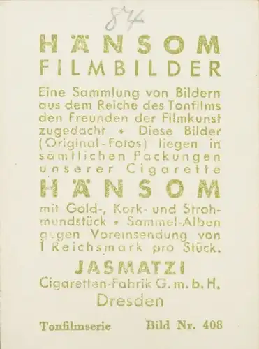 Sammelbild Hänsom Filmbilder, Schauspieler Buster Keaton, Tonfilmserie Bild Nr. 408