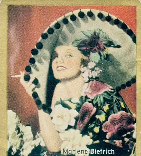 Sammelbild Bunte Filmbilder, Nr. 27, Schauspielerin und Sängerin Marlene Dietrich