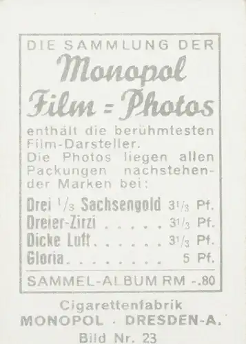 Sammelbild Monopol Film-Photos Nr. 23, Schauspieler Emil Jannings