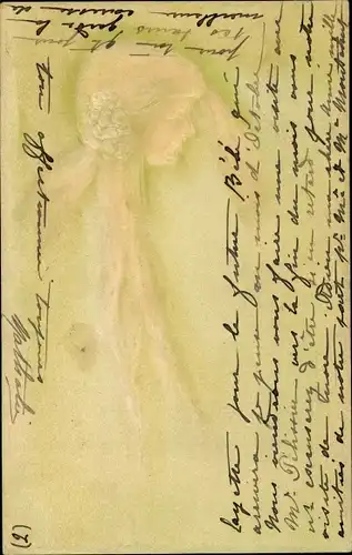 Jugendstil Litho Frauenportrait