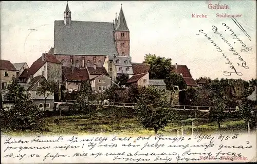 Ak Geithain Sachsen, Kirche mit Stadtmauer