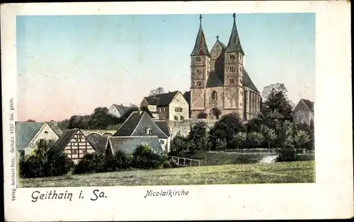 Golden Windows Leuchtfenster Ak Geithain in Sachsen, Nicolaikirche