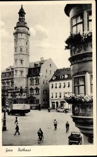 Ak Gera Thüringen, Marktplatz mit Rathaus, Erker