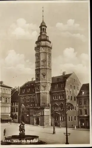 Ak Gera in Thüringen, Markt, Rathaus, Brunnen