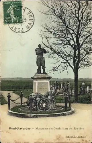 Ak Pontfaverger Moronvilliers Marne, Monument des Combattants de 1870-1871