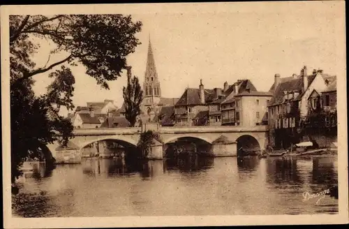 Ak Argenton sur Creuse Indre, Brücke, Kirche, alte Häuser