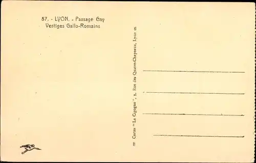 Ak Lyon Rhône, Passage Gay, Vestiges Gallo-Romains