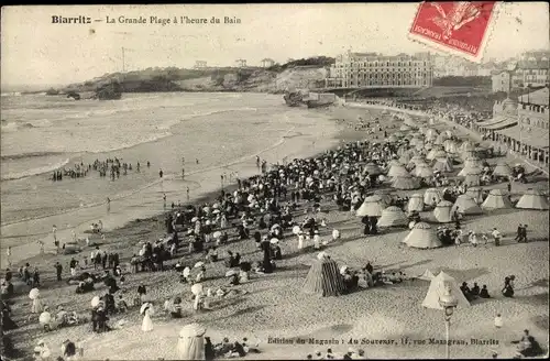 Ak Biarritz Pyrénées Atlantiques, großer Strand
