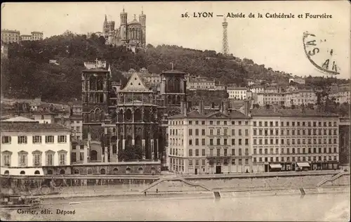 Ak Lyon Rhône, Kathedrale und Fourviere