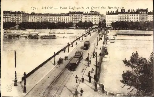 Ak Lyon Rhône, Pont Lafayette, Quai des Brotteaux, Straßenbahn