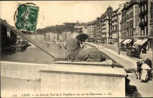 Ak Lyon Rhône, Le Lion du Pont de la Feuillee, Chartreux