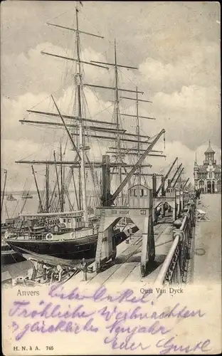 Ak Antwerpen Antwerpen Flandern, Quai Van Dyck