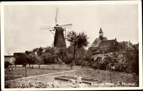 Ak Biervliet Zeeland Niederlande, Ned. Rev. Kirche, Mill de Harmonia