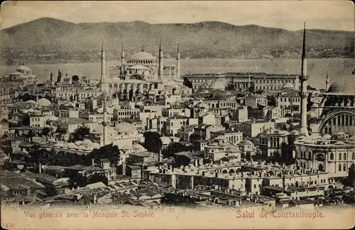 Ak Konstantinopel Istanbul Türkei, Gesamtansicht mit St.-Sophie-Moschee