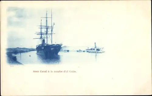 Ak Suez Ägypten, Segelschiff auf dem Suez Kanal